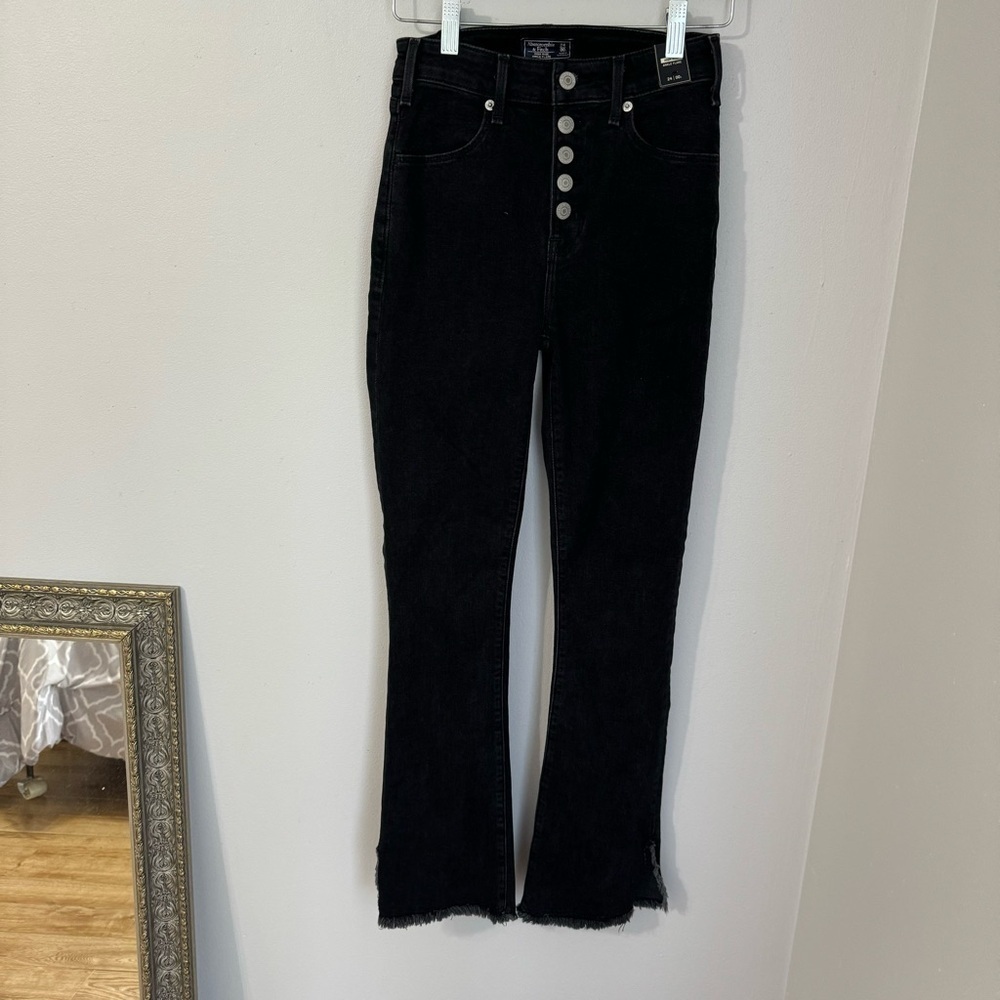 NWT ABERCROMBIE & FITCH HIGH RISE ANKLE FLARE BLACK Size 24 - Picture 10 of 10